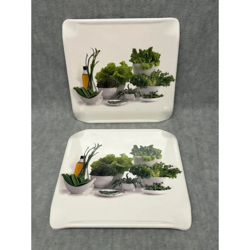 Servewell Square Set Melamine Cutting‎ Stands Boards 7.5in Vegetable Print New